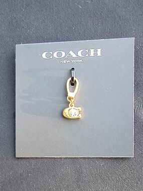 Coach Gold Tone Charm with Crystal Accent and Lobster Clasp